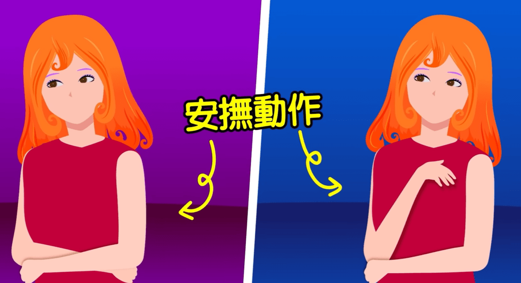 安撫動作,抱胸,肢體語言